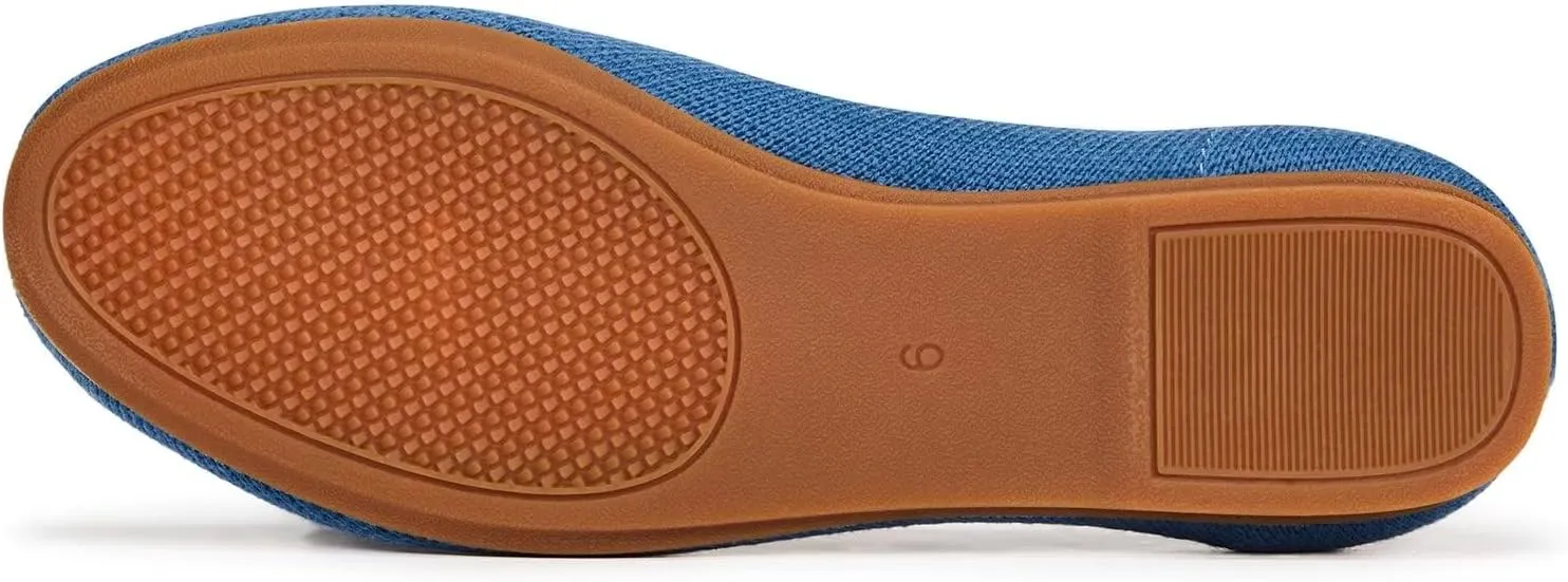 Frank Mully Women's Ballet Flats Round Toe Walking Flats Slip On Work Shoes Knitted Flats Shoes for Woman Soft Lightweight