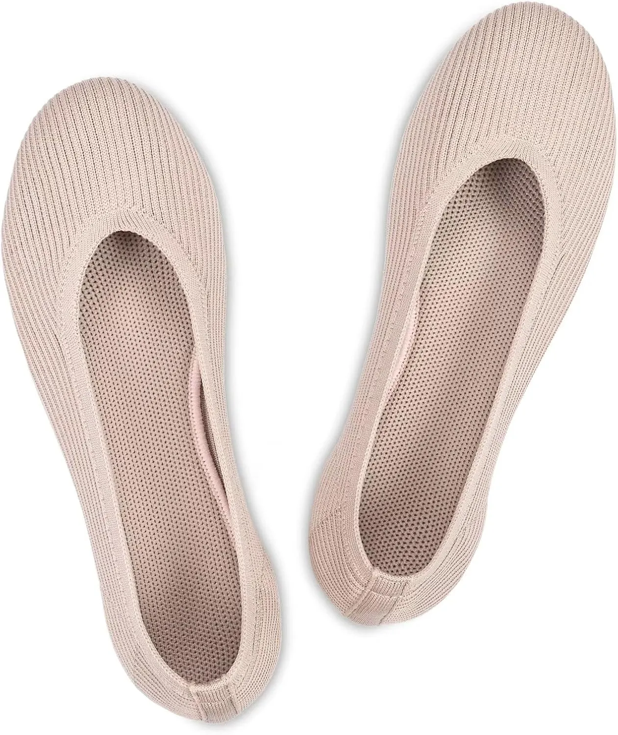 Frank Mully Women's Ballet Flats Round Toe Walking Flats Slip On Work Shoes Knitted Flats Shoes for Woman Soft Lightweight