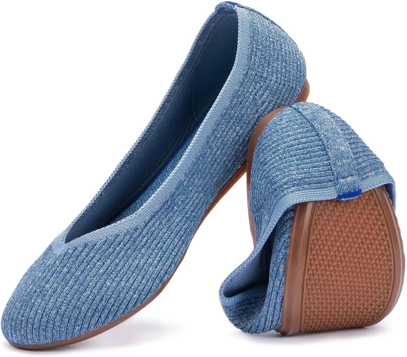 Frank Mully Women's Ballet Flats Round Toe Walking Flats Slip On Work Shoes Knitted Flats Shoes for Woman Soft Lightweight