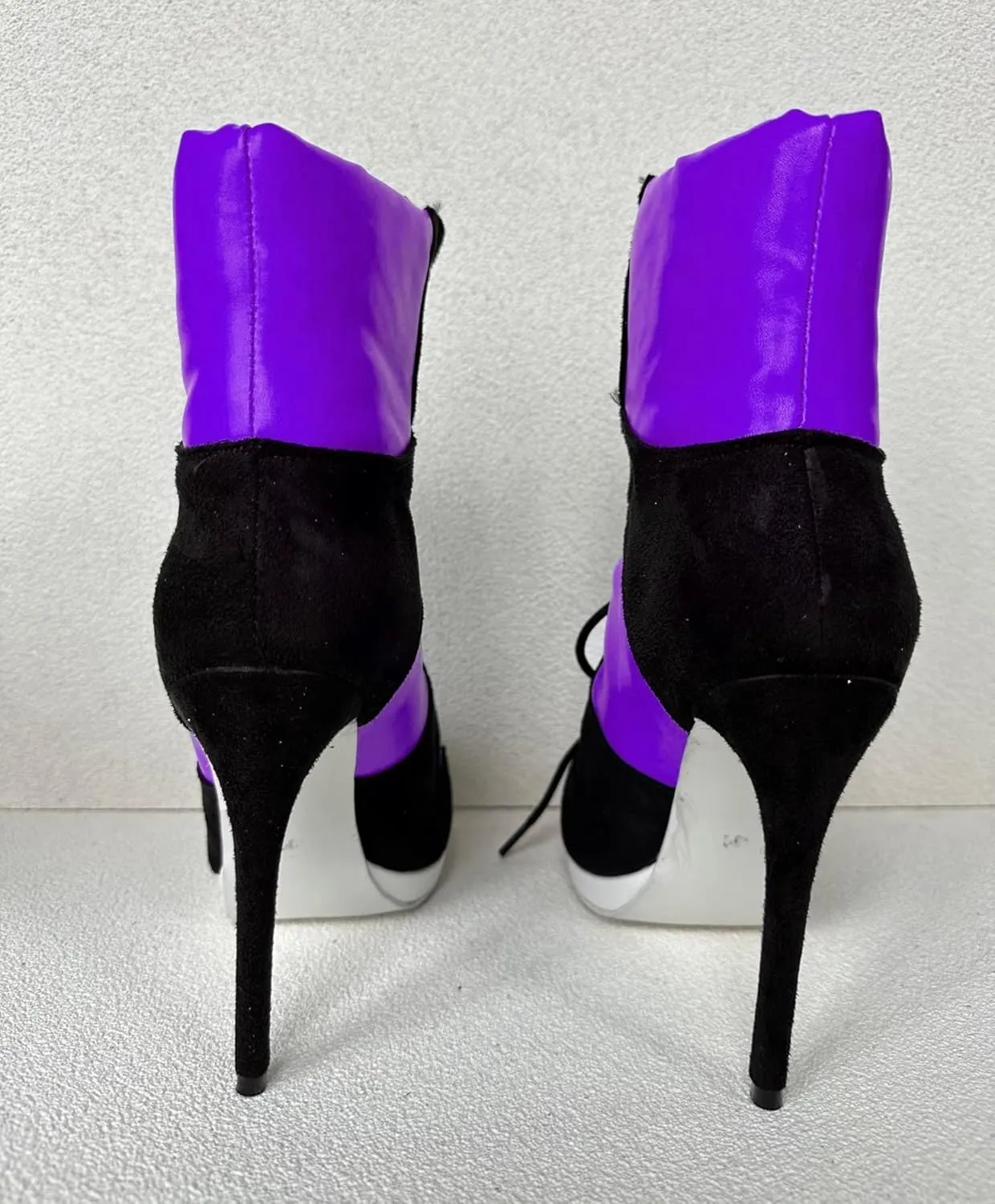 Frankie Hsu Stiletto Sport Basketball High Heeled Ankle Boots, Casual Black Royal Blue White Bottom Sole Sneaker Bootie, Big Size Designer Shoes For Women
