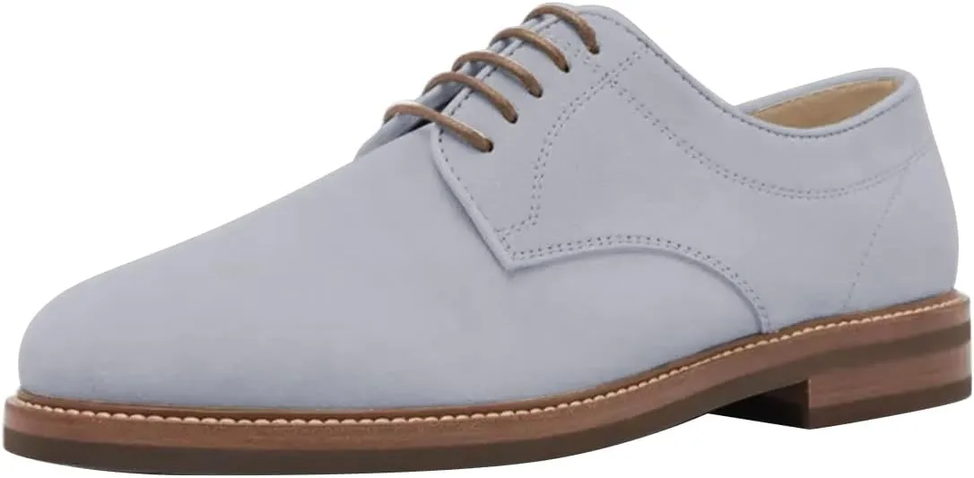 FSJ Men's Oxford Dress Shoes Round Closed Toe Lace-up Low Stacked Heel Wingtip Lovely Light Colors Casual Shoes Size 4-16 US