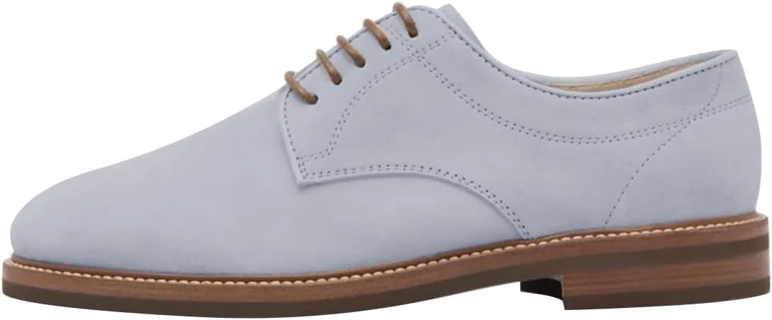 FSJ Men's Oxford Dress Shoes Round Closed Toe Lace-up Low Stacked Heel Wingtip Lovely Light Colors Casual Shoes Size 4-16 US