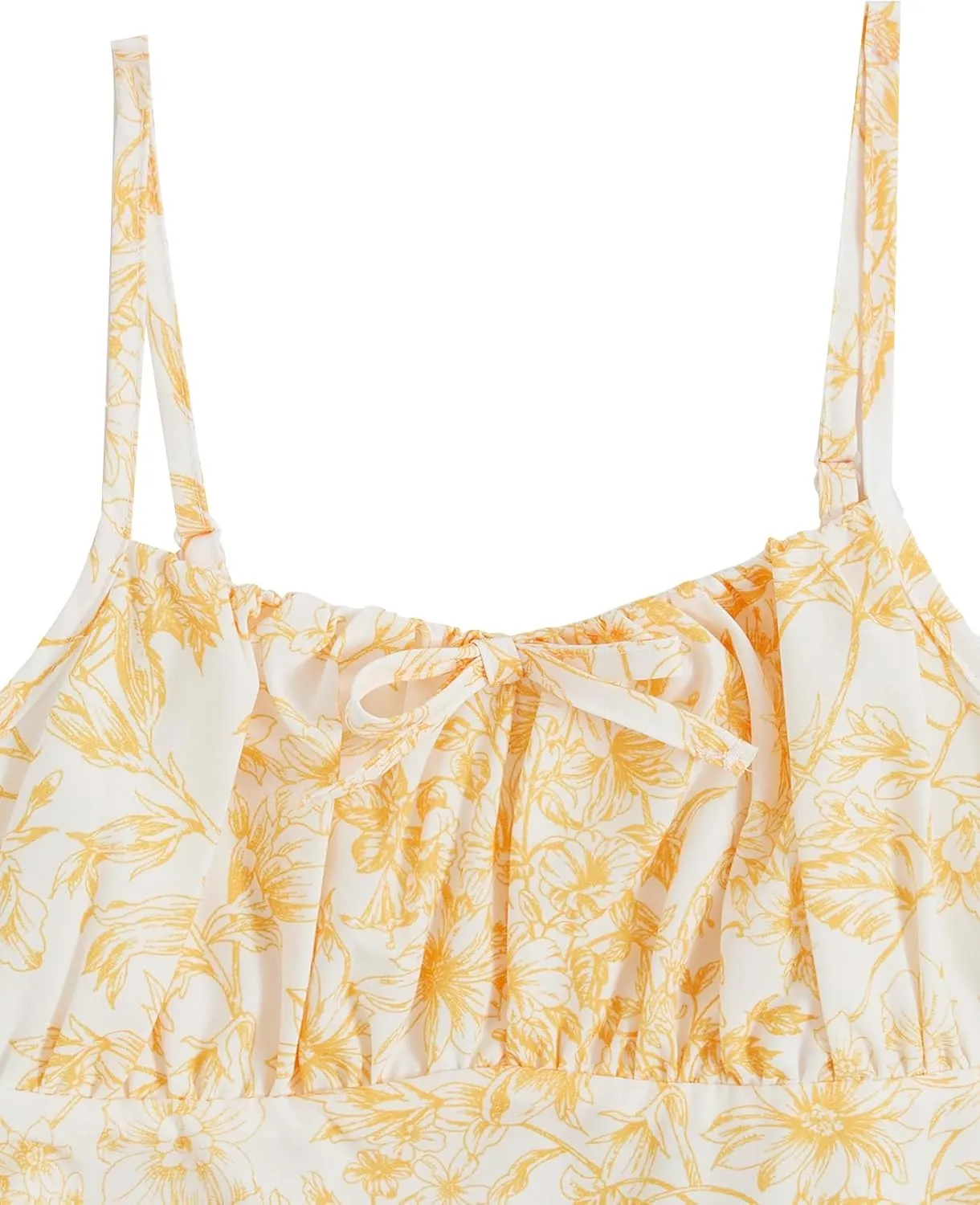 Girl's Floral Print Summer Dress Bowknot Ruched Bust A Line Cami Dress High Waist Ruffle Hem Cute Sun Dresses