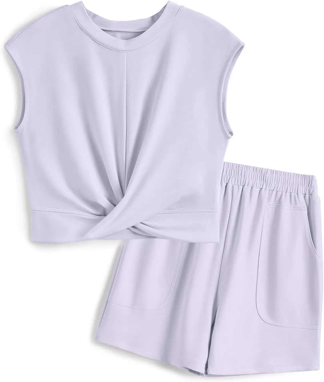 Girls Summer Outfits Tie Knot Tops Elastic Waist Shorts Kids Matching Sets 2025 Fashion Vacation Clothes