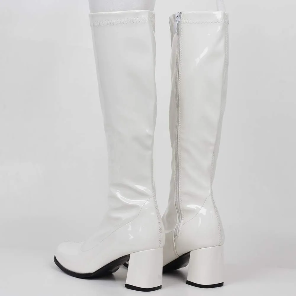 GOGO Boots for Women, Knee High Boots, PU Leather Zip Ladies Party Dance Shoes