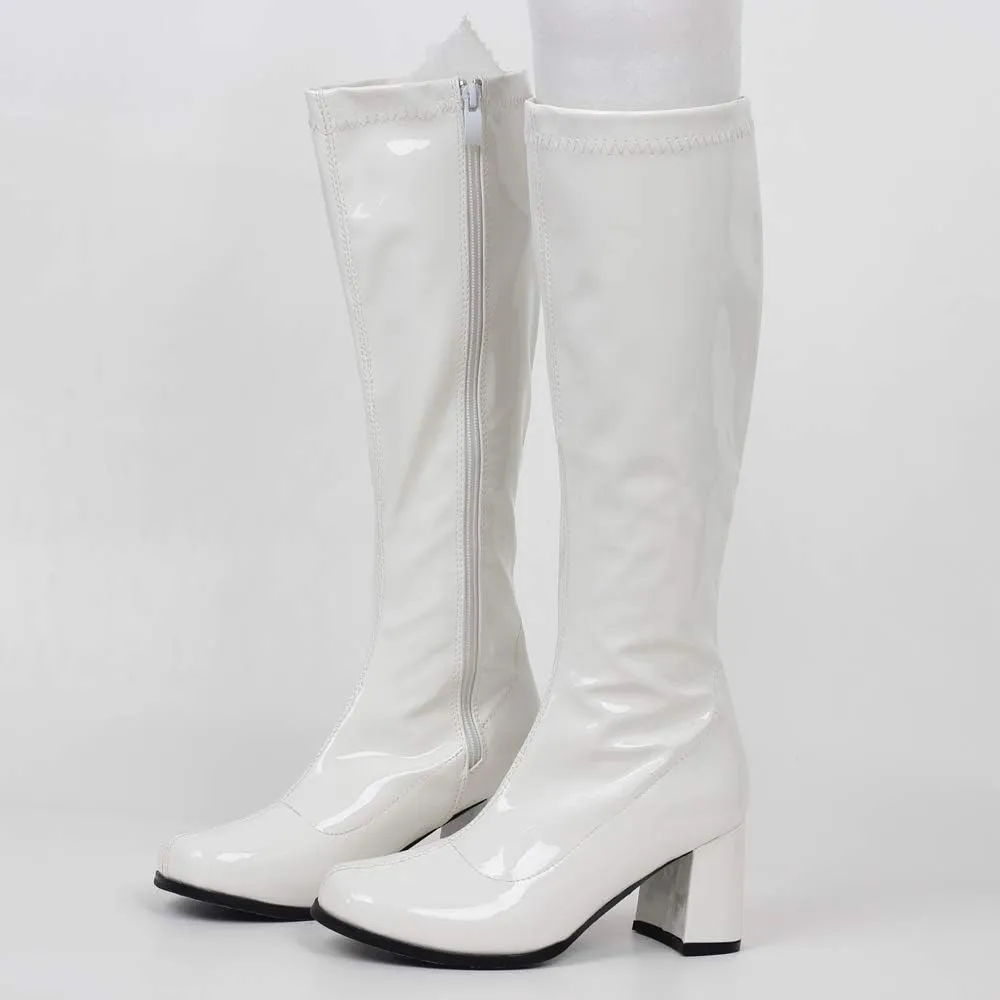 GOGO Boots for Women, Knee High Boots, PU Leather Zip Ladies Party Dance Shoes