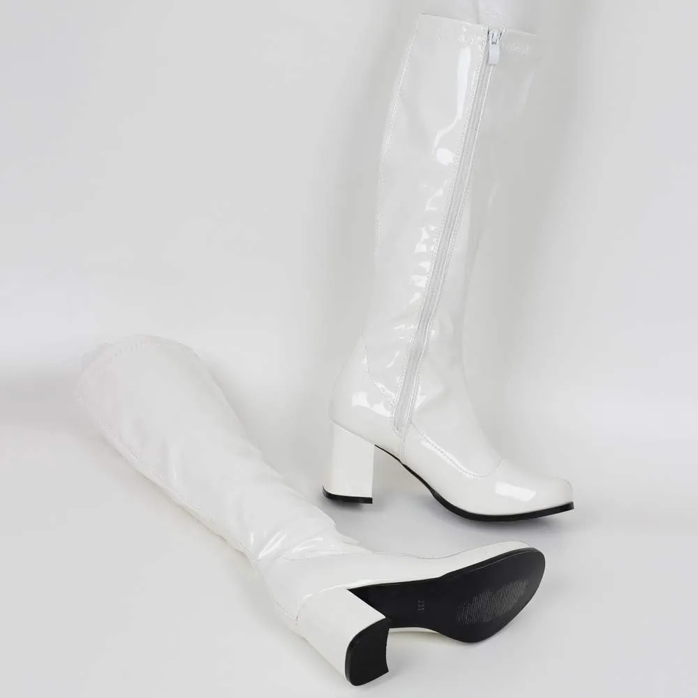 GOGO Boots for Women, Knee High Boots, PU Leather Zip Ladies Party Dance Shoes