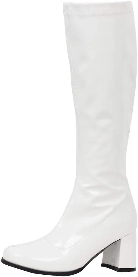 GOGO Boots for Women, Knee High Boots, PU Leather Zip Ladies Party Dance Shoes