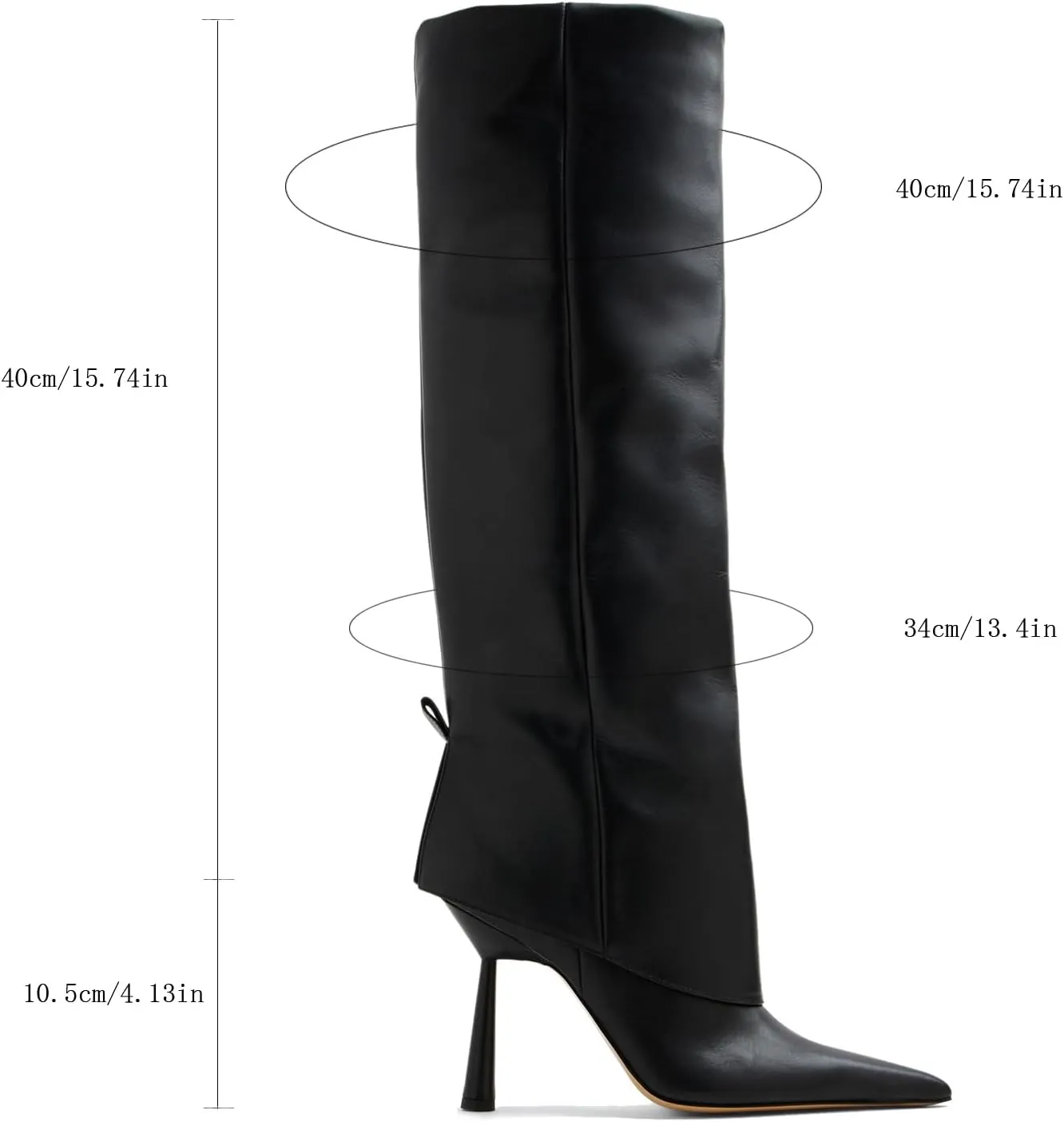 Goolita Fold Over Boots For Women, Pointed Toe Stiletto Heel Knee High Boots Fashion Comfortable Slip On Tall Boots