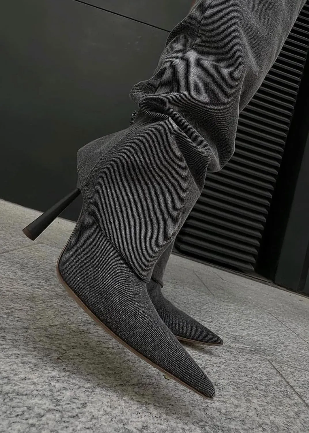 Goolita Fold Over Boots For Women, Pointed Toe Stiletto Heel Knee High Boots Fashion Comfortable Slip On Tall Boots