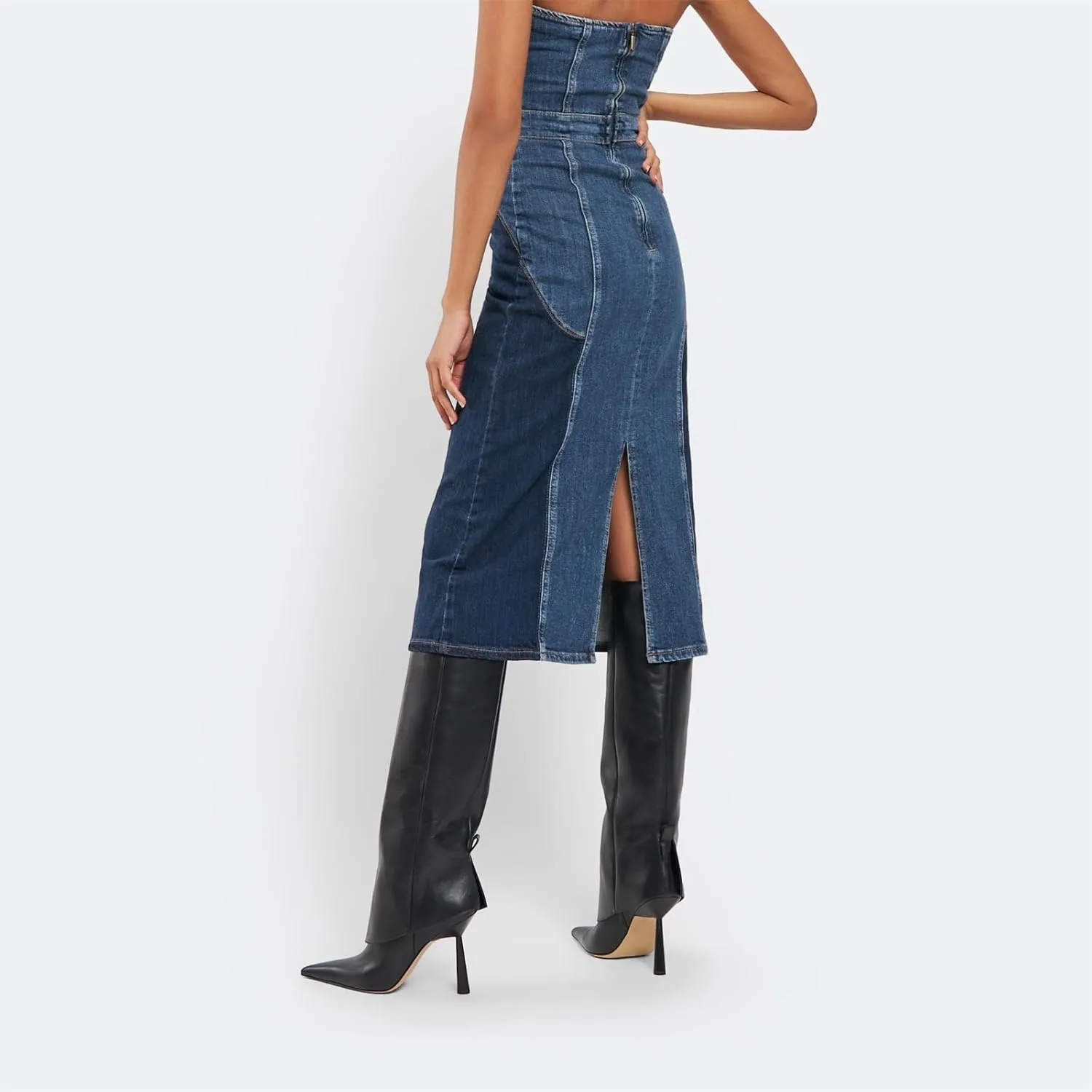 Goolita Fold Over Boots For Women, Pointed Toe Stiletto Heel Knee High Boots Fashion Comfortable Slip On Tall Boots