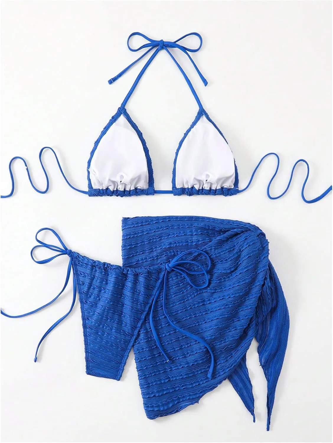 GORGLITTER Women's 3 Piece Swimsuits Halter Triangle String Bikini Set with Beach Skirt Swimwear Set