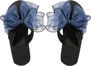 GORGLITTER Women's Bow Flip Flops Beach Flats Sandals 2025 Round Open Toe Slide Shoes