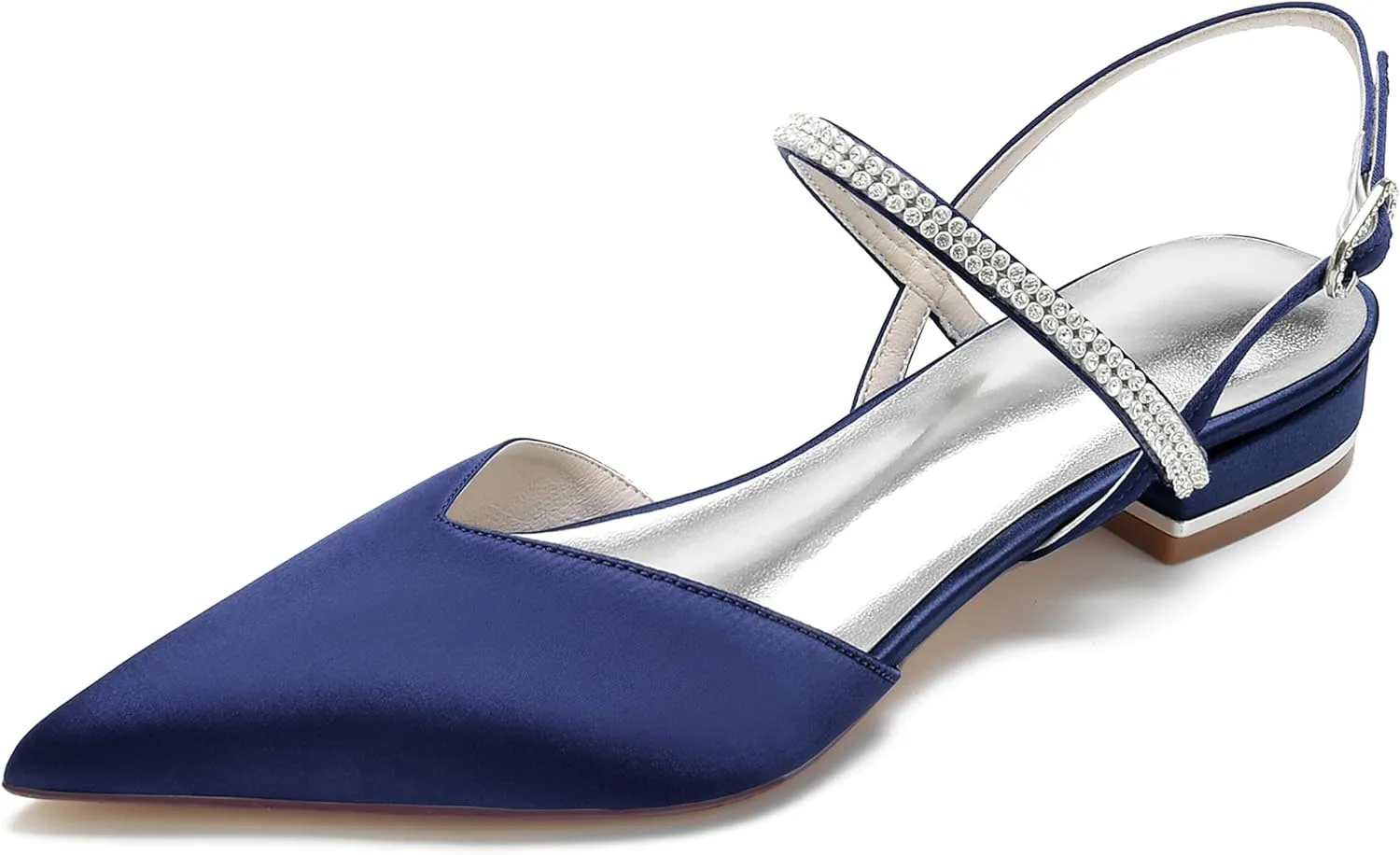 Hanfike Girls Womens Slingback Flats Shoes for Wedding Rhinestones Pointed Toe Party Shoes JY208