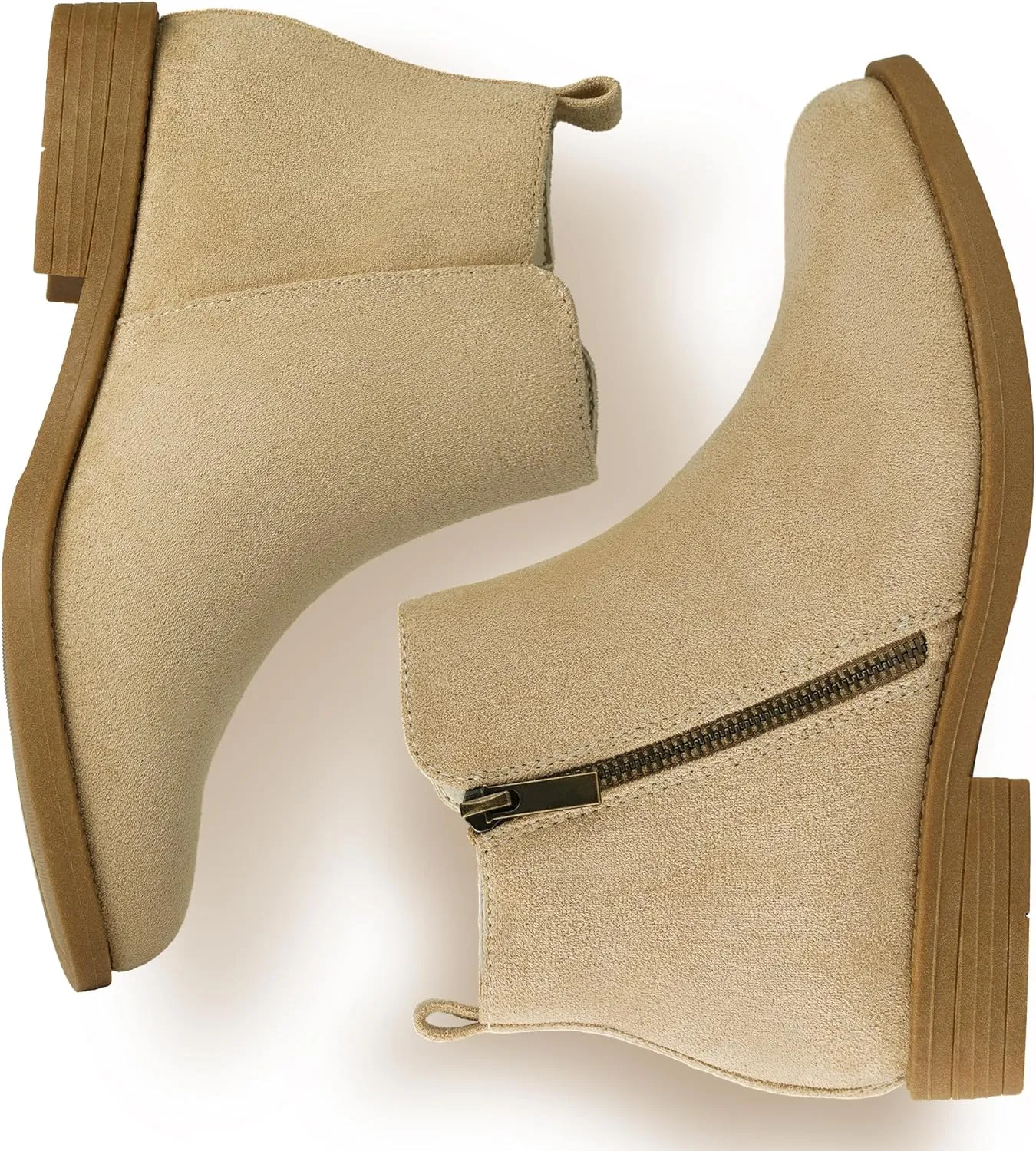 Harvest Land Women's Ankle Boots Flat Faux Suede Fashion Short Booties with Side Zipper