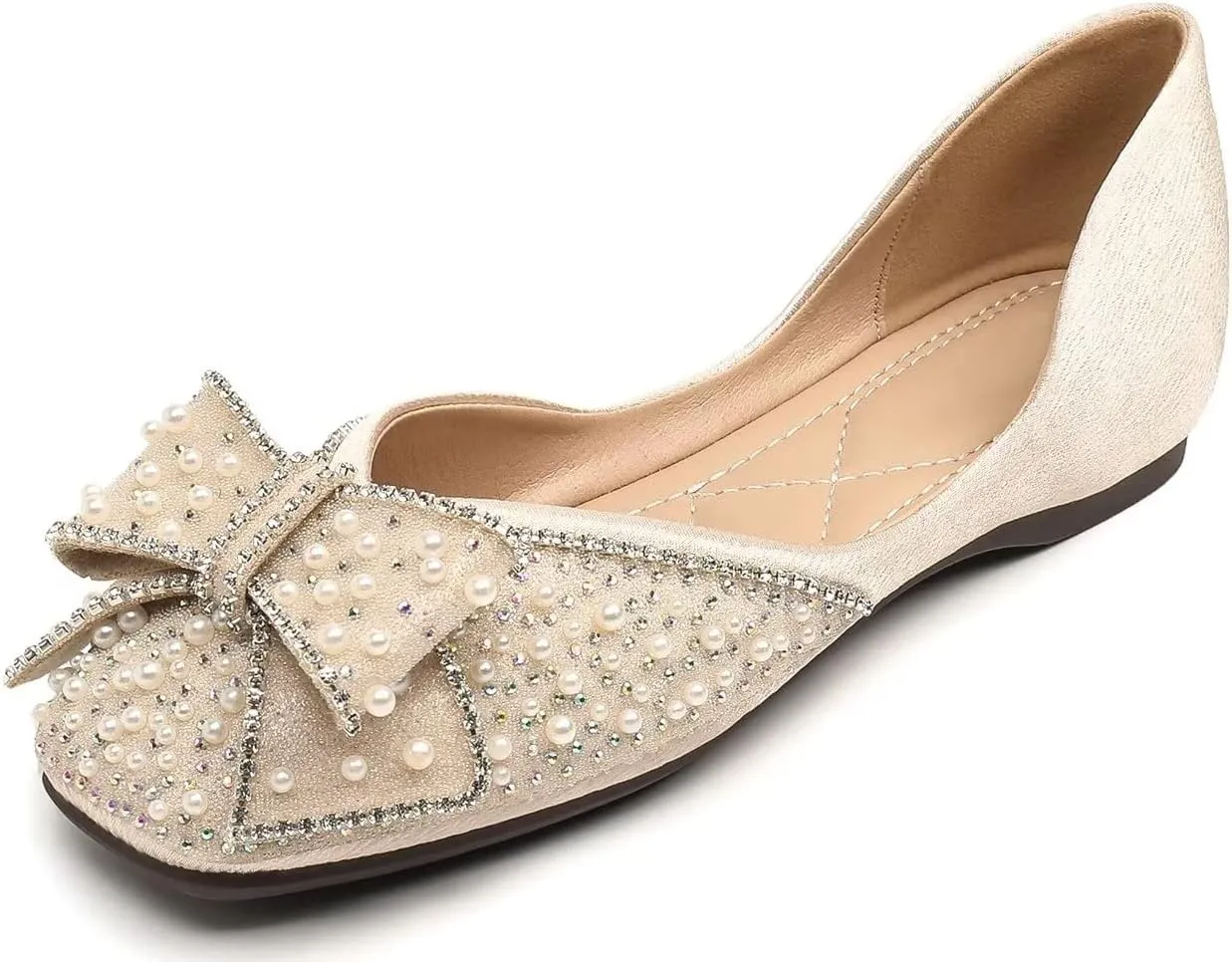 Hee grand Women Square Toe Crystals Shoes Glittering Rhinestone Wedding Dress Shoes Fashion Bridesmaid Shoes