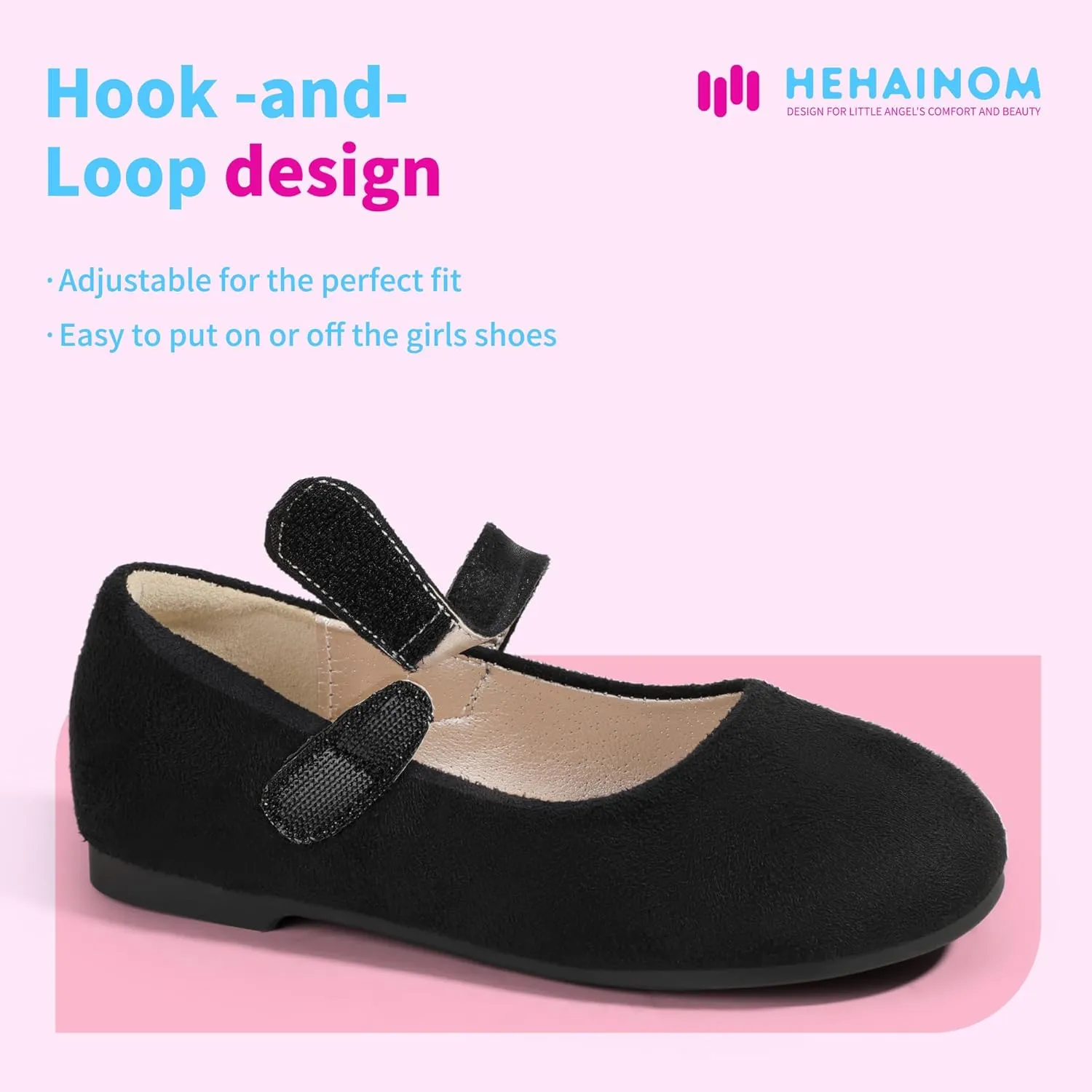 Hehainom Toddler Girls Flats Mary Jane Flower Girl Dress Shoes School Wedding Party Shoes