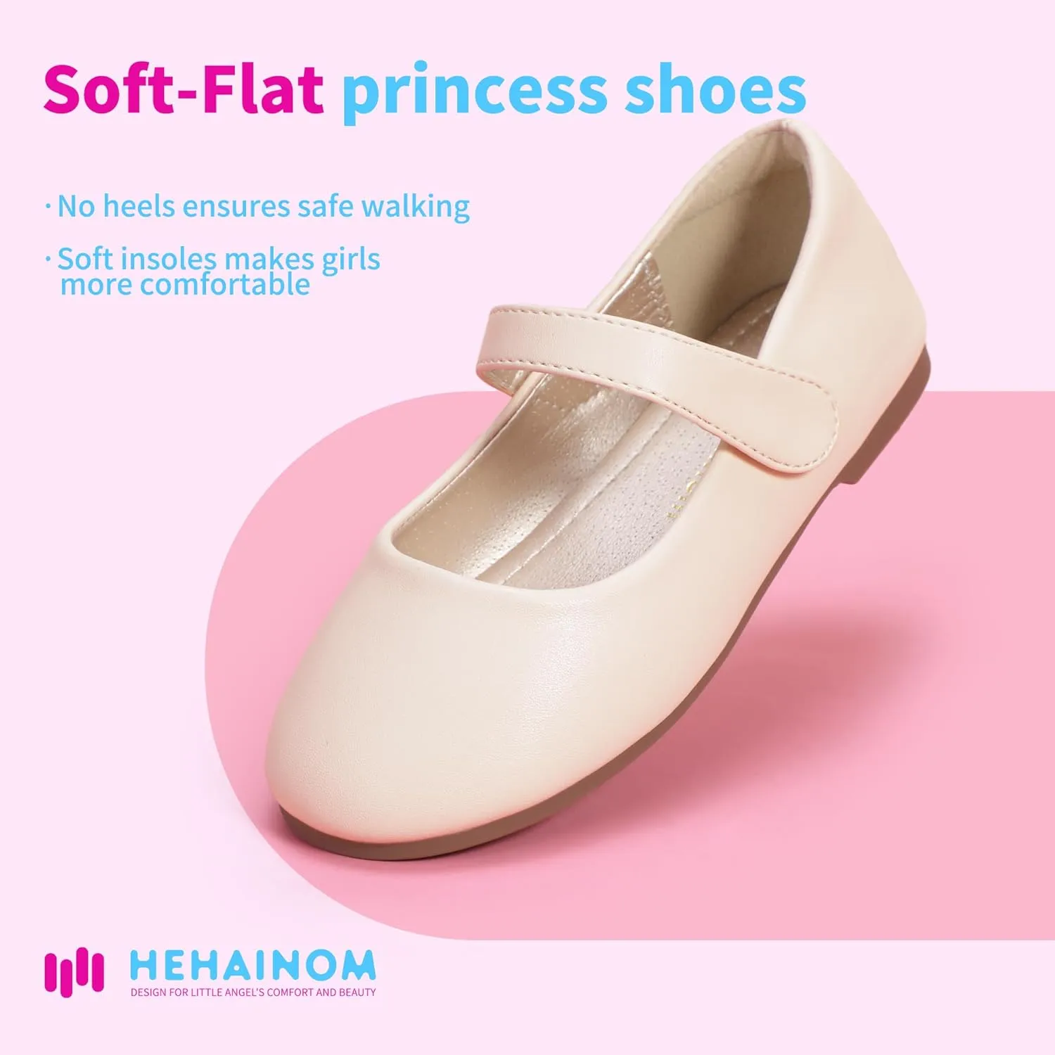 Hehainom Toddler Girls Flats Mary Jane Flower Girl Dress Shoes School Wedding Party Shoes