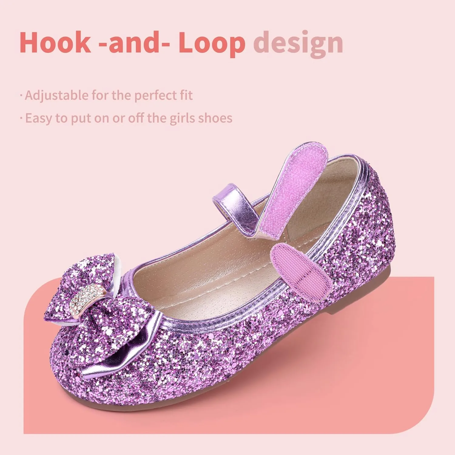 Hehainom Toddler Girls Flats Mary Jane Flower Girl Dress Shoes School Wedding Party Shoes