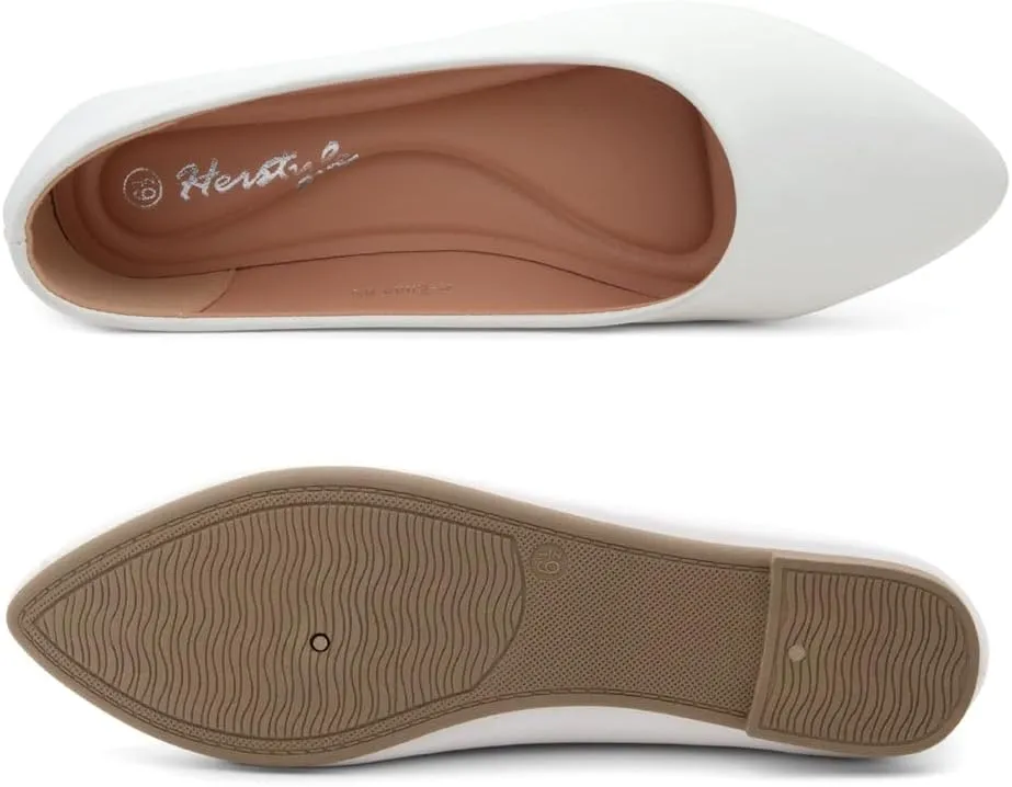 Herstyle Elina Women's Flats, Pointed Toe Ballet Flat Shoes, Slip-On Dressy Flats, Comfortable Casual Ballerina Shoes for Daily Wear, Work, Office, and Party