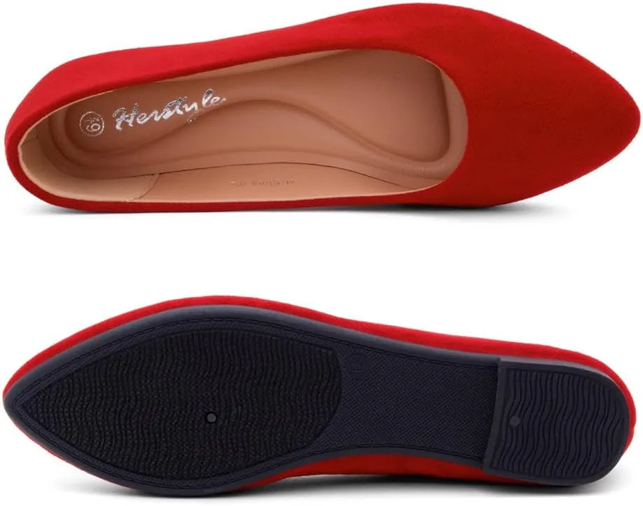 Herstyle Elina Women's Flats, Pointed Toe Ballet Flat Shoes, Slip-On Dressy Flats, Comfortable Casual Ballerina Shoes for Daily Wear, Work, Office, and Party