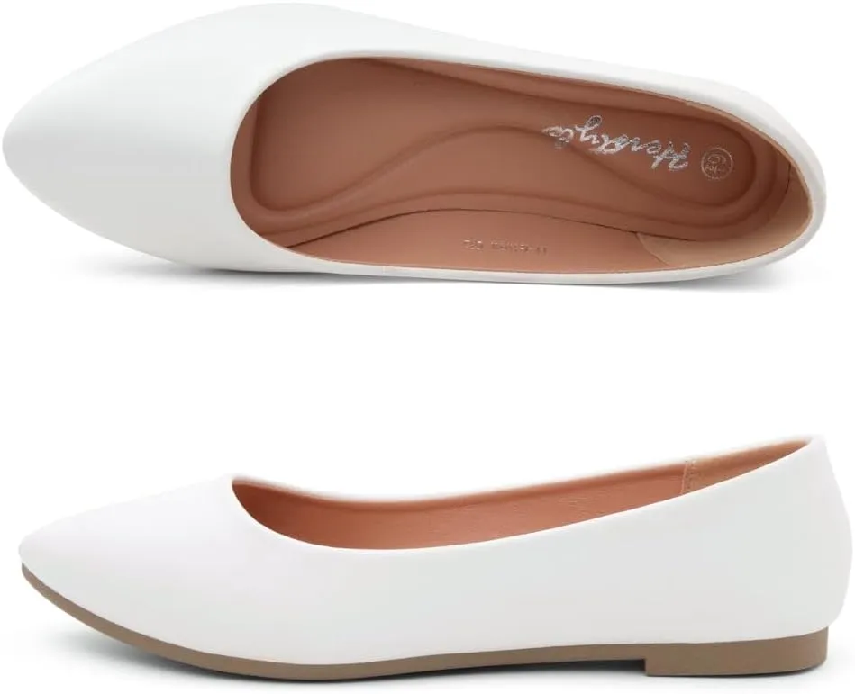Herstyle Elina Women's Flats, Pointed Toe Ballet Flat Shoes, Slip-On Dressy Flats, Comfortable Casual Ballerina Shoes for Daily Wear, Work, Office, and Party