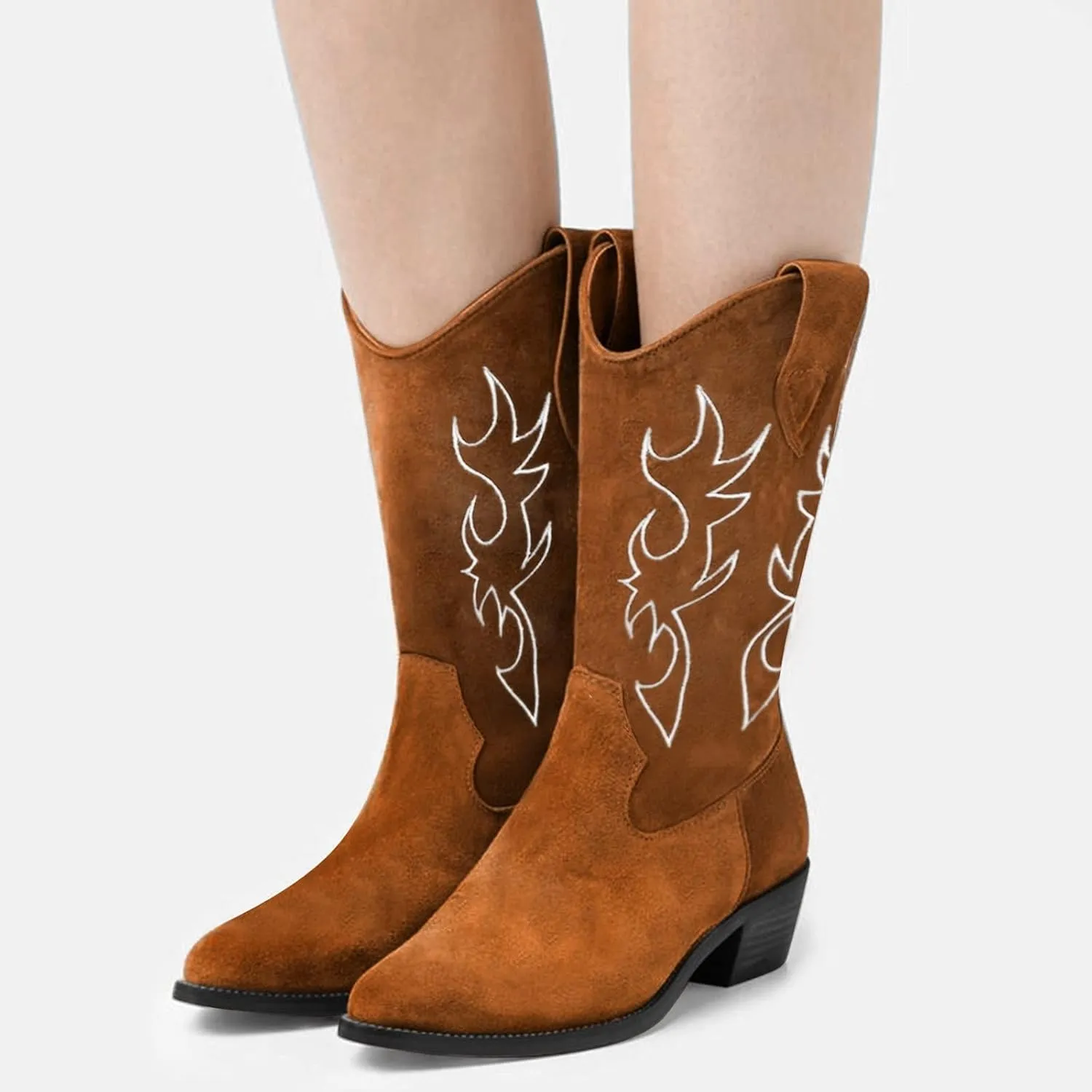 High Retro Zip Chunky Fashion Breathable Short Heels Shoes Women's Boots