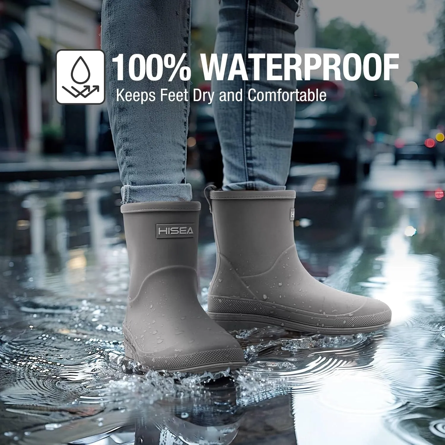 HISEA Women's Rubber Rain Boots Waterproof Short Chelsea Boots for Garden Outdoor