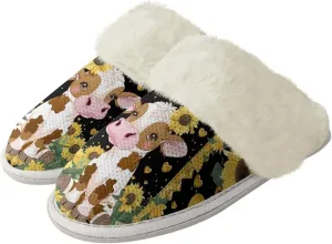 House Slippers for Men Women Winter Warm Slip On Fuzzy Slipper Unisex Indoor Soft Plush Closed Toe Home Shoes Flats Non Skid Rubber Sole for Spa Bath