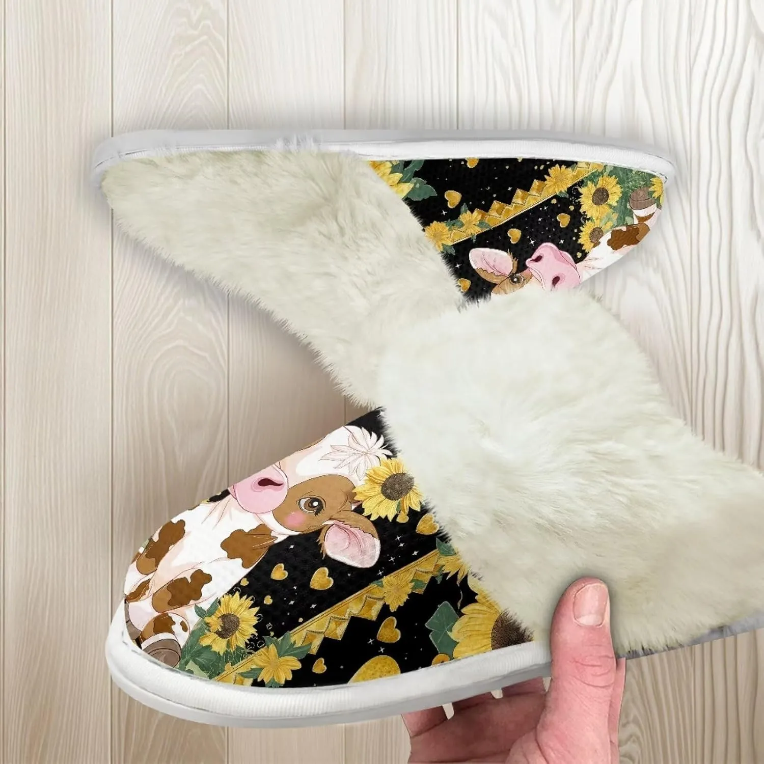 House Slippers for Men Women Winter Warm Slip On Fuzzy Slipper Unisex Indoor Soft Plush Closed Toe Home Shoes Flats Non Skid Rubber Sole for Spa Bath