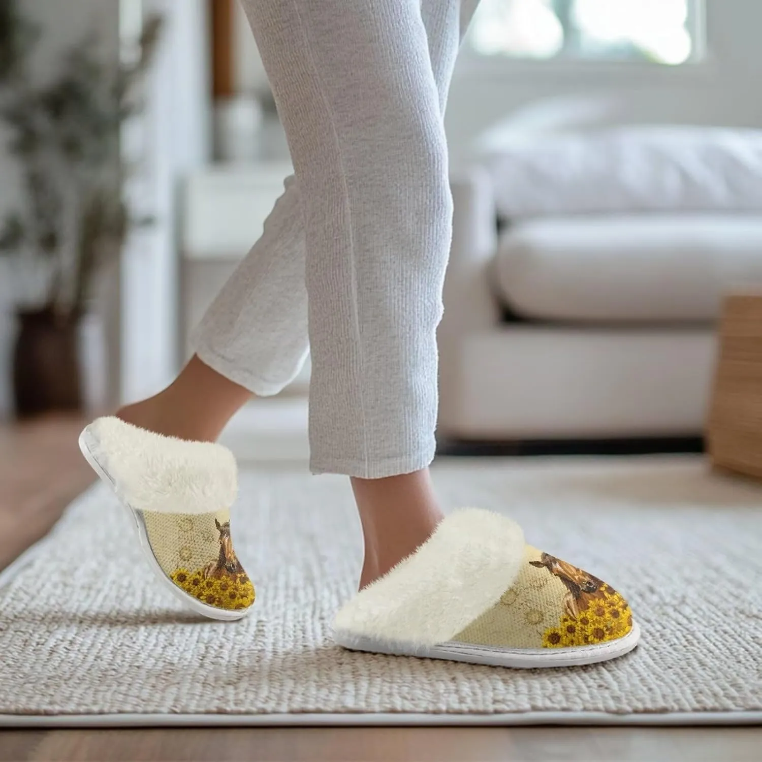 House Slippers for Men Women Winter Warm Slip On Fuzzy Slipper Unisex Indoor Soft Plush Closed Toe Home Shoes Flats Non Skid Rubber Sole for Spa Bath
