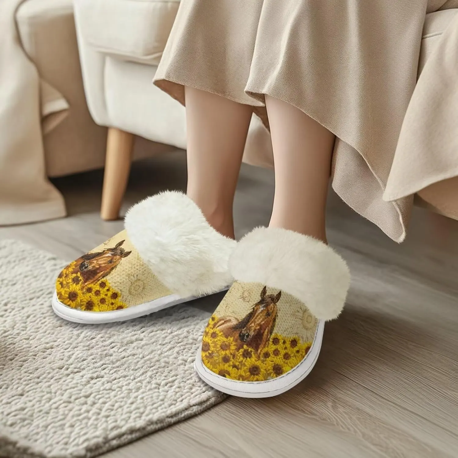 House Slippers for Men Women Winter Warm Slip On Fuzzy Slipper Unisex Indoor Soft Plush Closed Toe Home Shoes Flats Non Skid Rubber Sole for Spa Bath