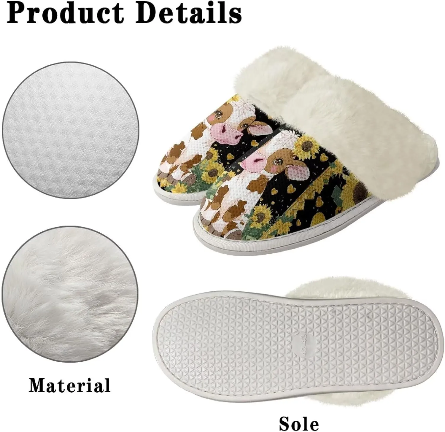 House Slippers for Men Women Winter Warm Slip On Fuzzy Slipper Unisex Indoor Soft Plush Closed Toe Home Shoes Flats Non Skid Rubber Sole for Spa Bath
