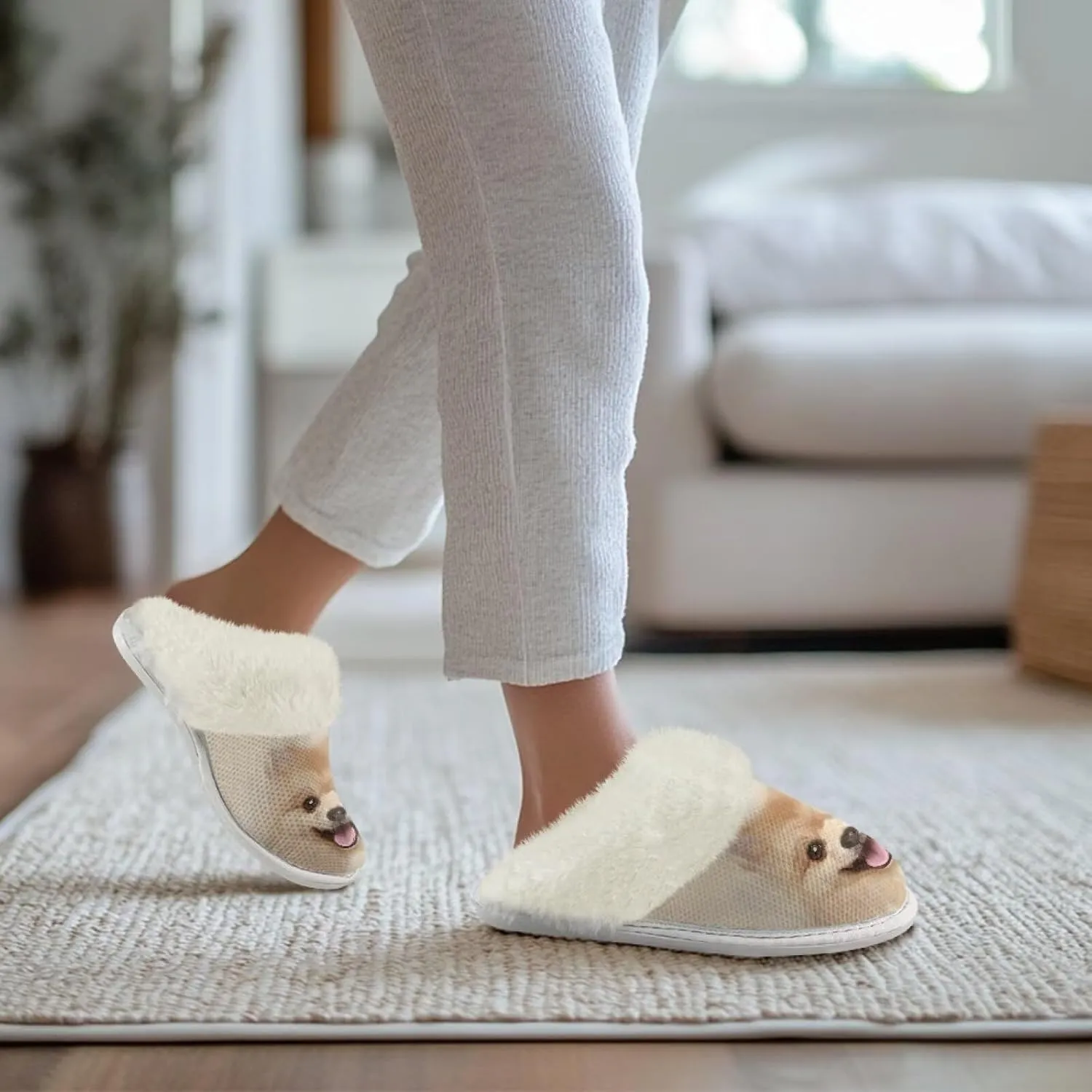 House Slippers for Women Men Winter Slip On Warm Closed Toe Home Shoes Flats Unisex Casual Breathable Soft Plush Bedroom Slipper for Bath Indoor