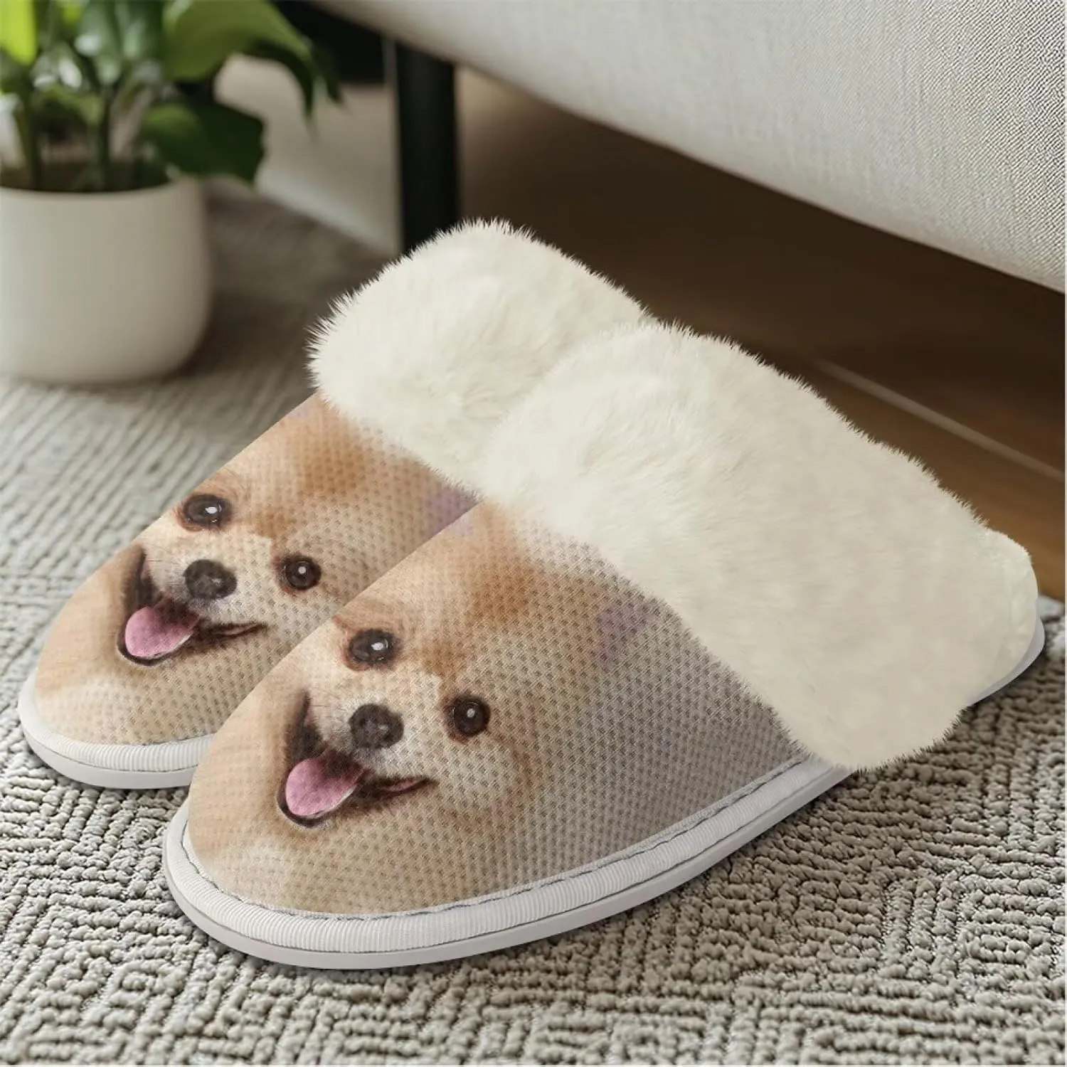 House Slippers for Women Men Winter Slip On Warm Closed Toe Home Shoes Flats Unisex Casual Breathable Soft Plush Bedroom Slipper for Bath Indoor