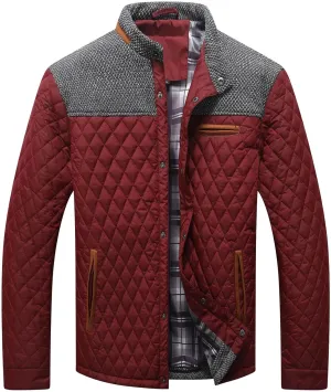 HYPESTFIT Men's Diamond Quilted Puffer Down Jacket Lightweight Business Casual Button Down Shirts