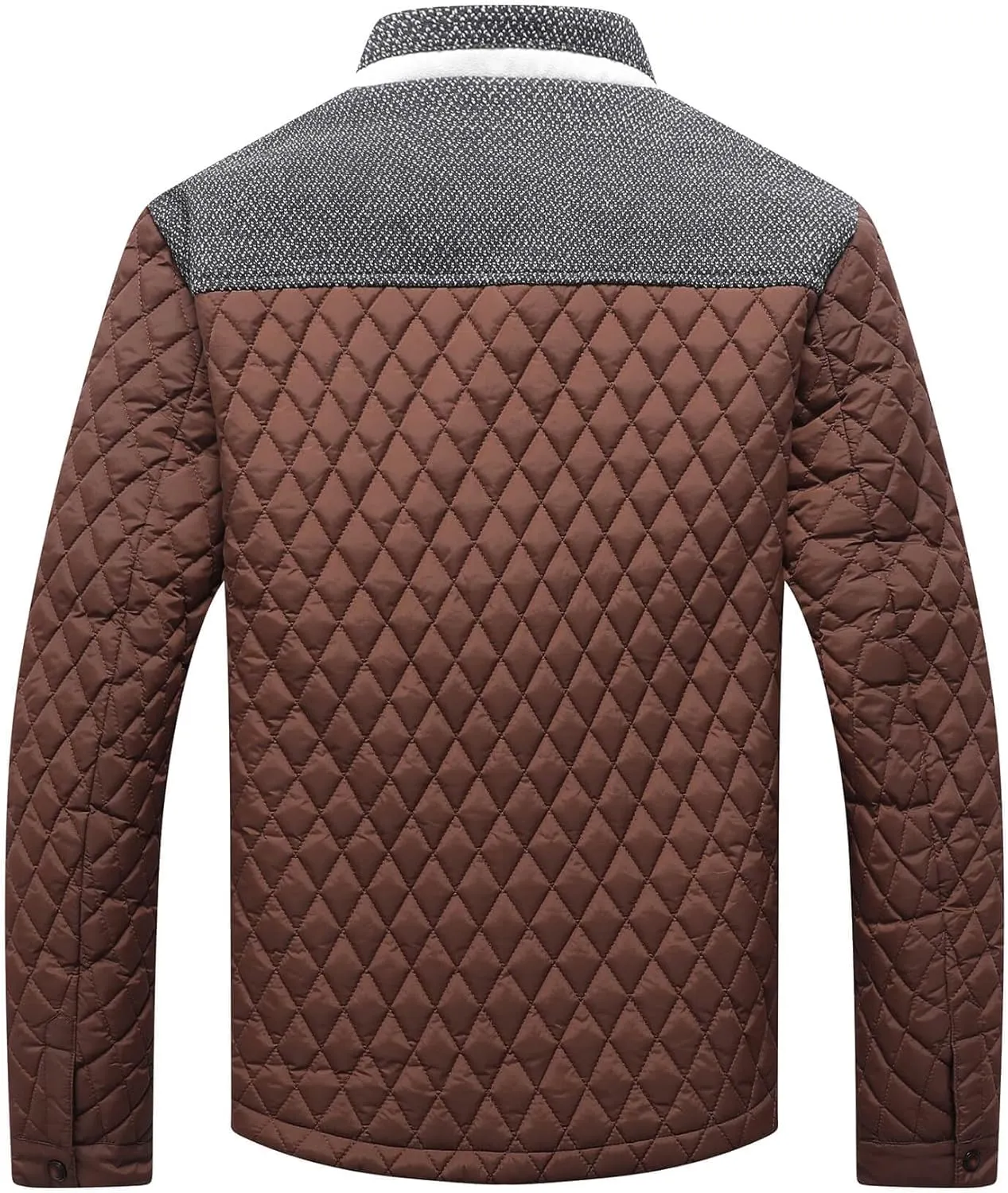 HYPESTFIT Men's Diamond Quilted Puffer Down Jacket Lightweight Business Casual Button Down Shirts