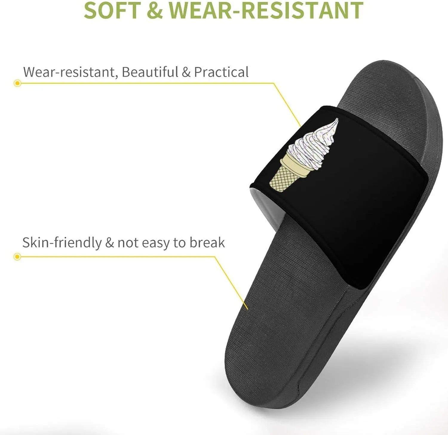 Ice Cream Cone House Slippers for Women Men Shower Slides Bathroom Sandals