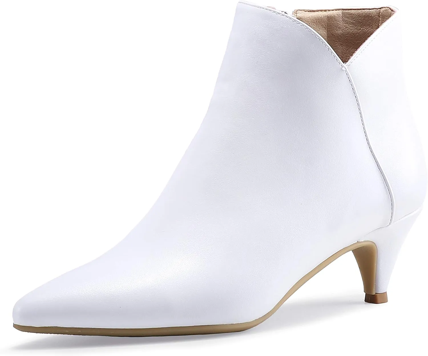 IDIFU Women Booties Low Kitten Heel Ankle Boots Pointed Toe Short Boots Dress Sexy Shoes