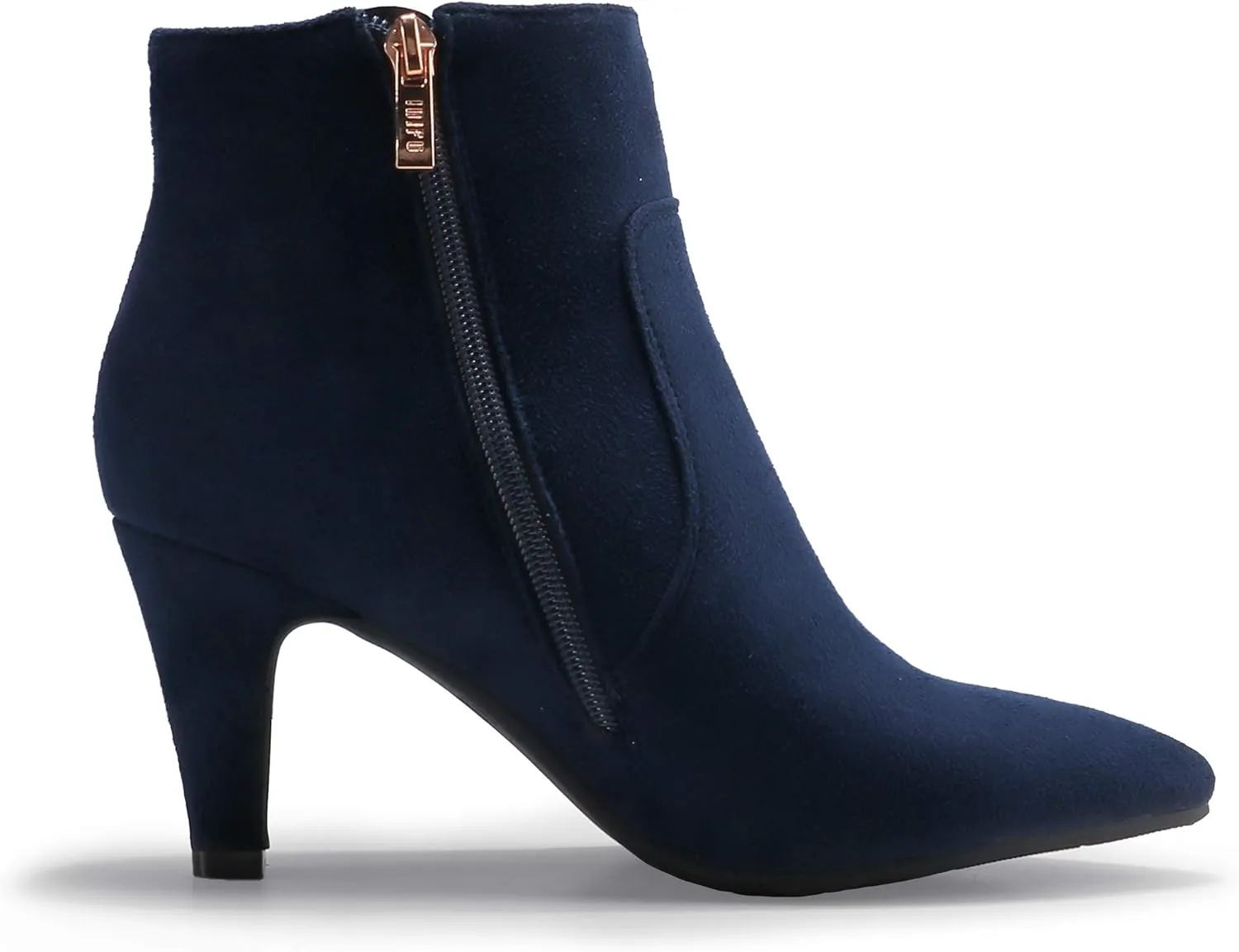 IDIFU Women's CLARA-Z Pointed Toe High Heel Ankle Booties Zipper Buckle Strap Short Boots
