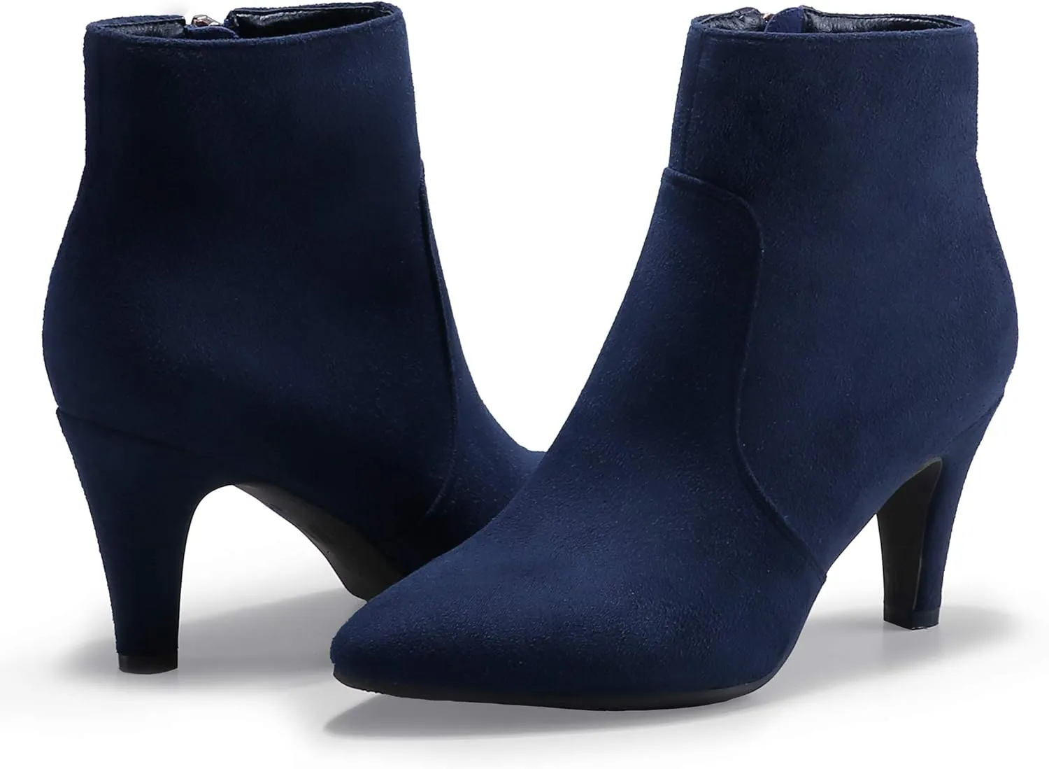IDIFU Women's CLARA-Z Pointed Toe High Heel Ankle Booties Zipper Buckle Strap Short Boots