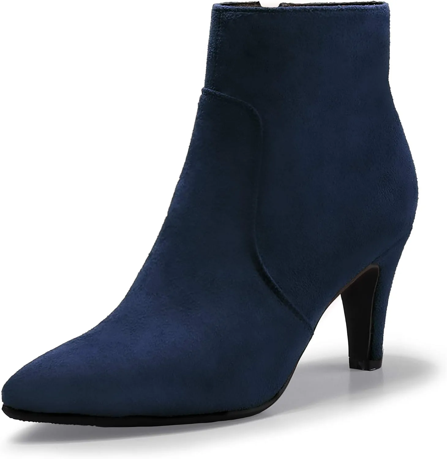IDIFU Women's CLARA-Z Pointed Toe High Heel Ankle Booties Zipper Buckle Strap Short Boots