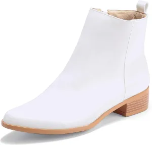 IDIFU Women's Romy Classic Pointed Toe Ankle Boots Side Zipper Low Block Heel Dress Booties