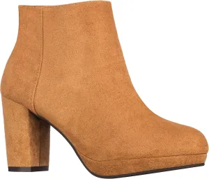 ILLUDE Women’s Ankle Bootie Side Zip Comfortable Block Heel Chunky Platform Ankle Boots