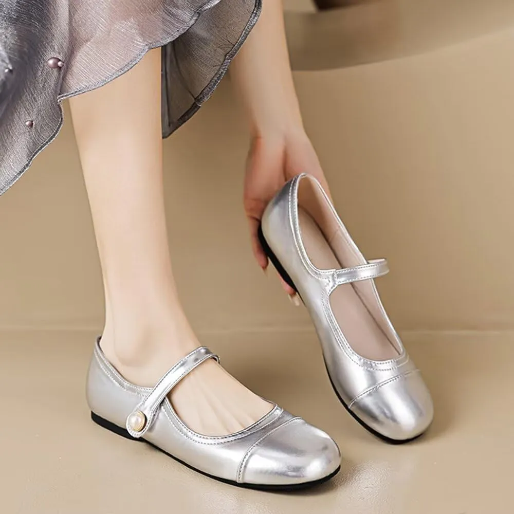 INEELUYI Women's Mary Jane Flats Retro Square Toe Soft Ballet Flats Comfort One Line Strap Dress Flats