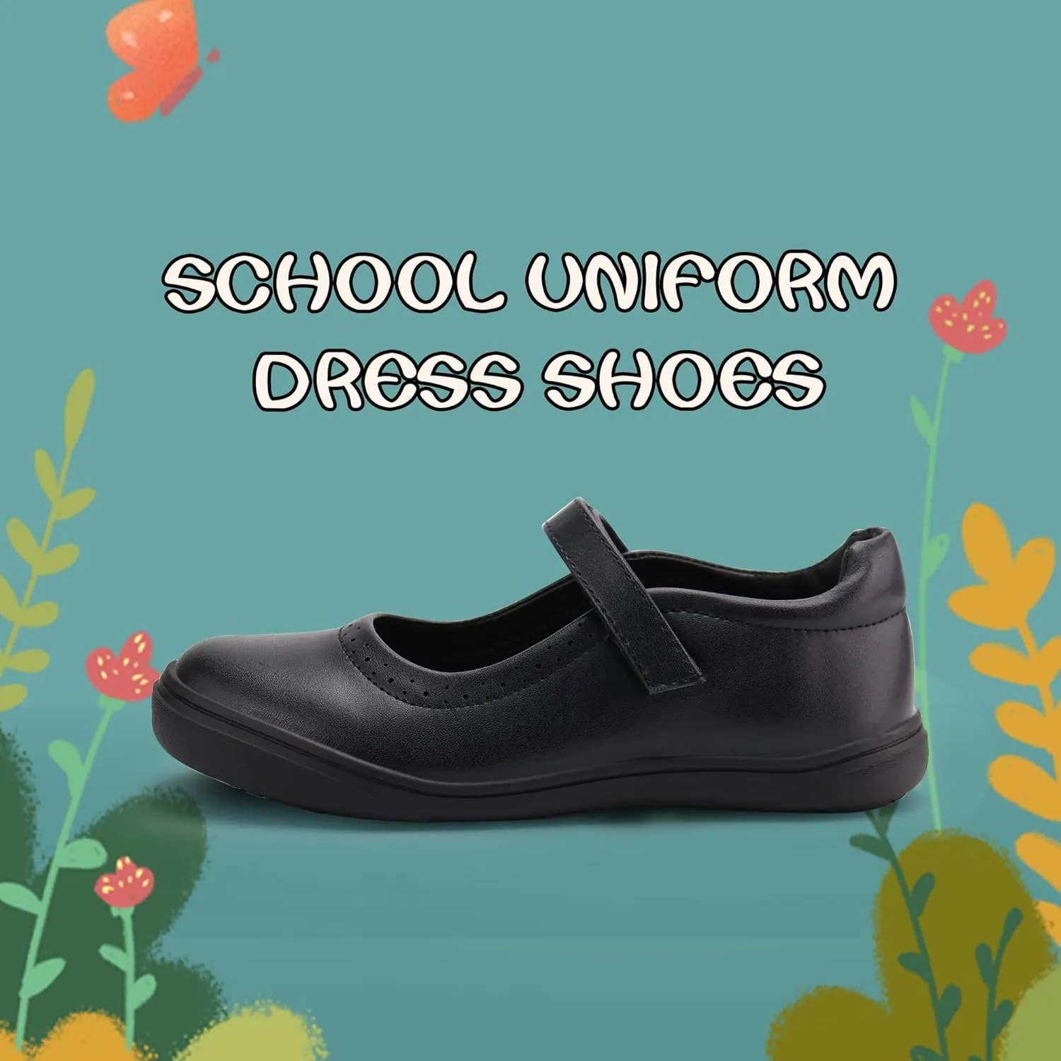 JABASIC Girls Mary Jane Flats School Uniform Dress Shoes