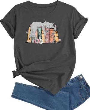 J&DHUASHA Women's Shirt Funny Graphic Tshirt Casual Short Sleeve Tee Tops