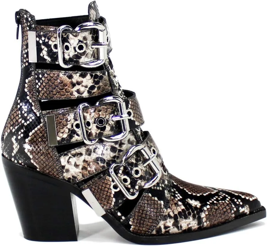 Jeffrey Campbell Women's Caceres Boots, Brown White Snake Black