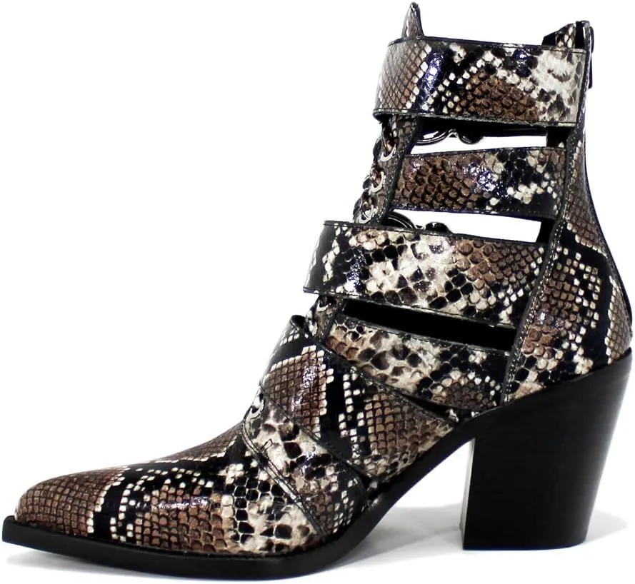 Jeffrey Campbell Women's Caceres Boots, Brown White Snake Black