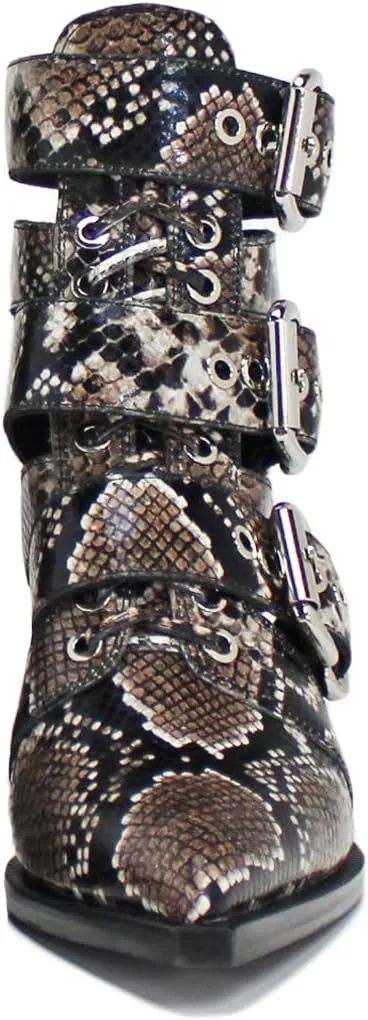Jeffrey Campbell Women's Caceres Boots, Brown White Snake Black